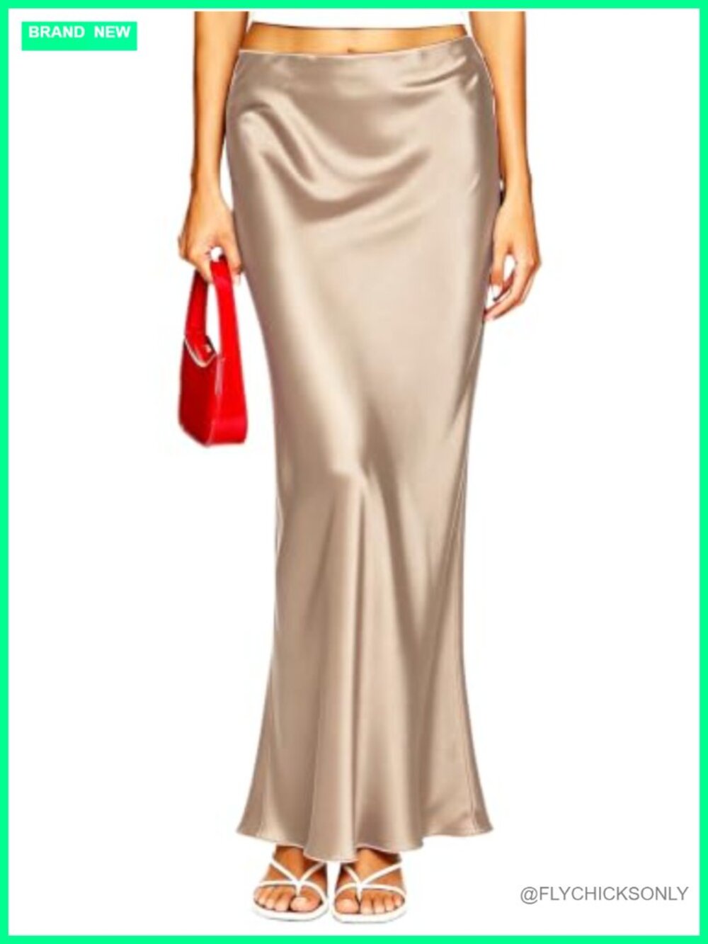 Women's Satin Maxi Skirt Elastic High Waisted A-Line Flowy Silk Long Skirt